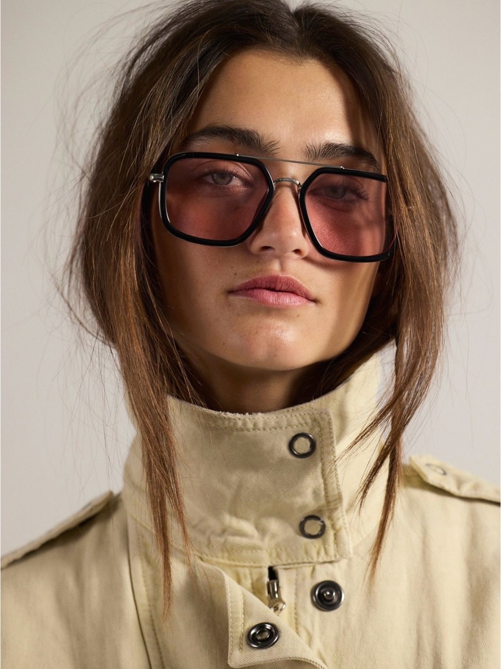 Free People Black and Grapefruit Luna Sunglasses